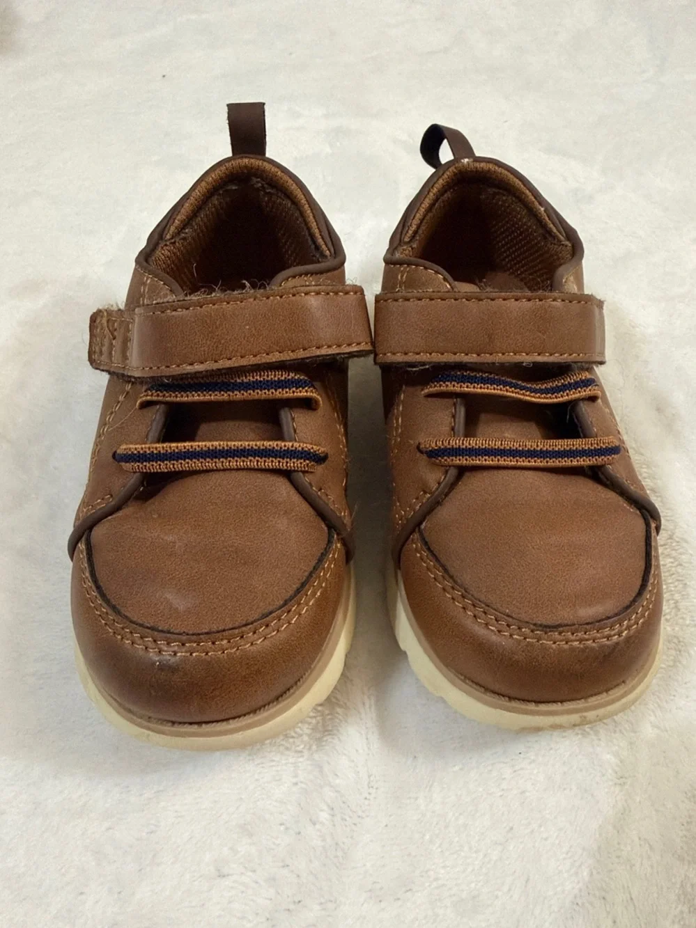 Stride Rite boys Ethan Brown Casual Hook-and-Loop Velcro Leather shoes size 7